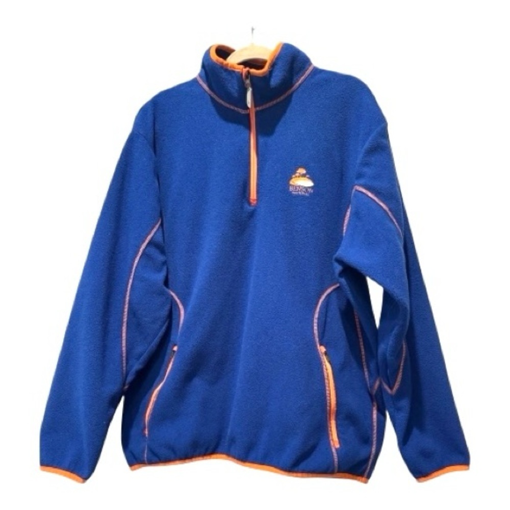 Antigua XL 1/4 Zip Royal Blue Orange Fleece Pullover – Benson National Golf